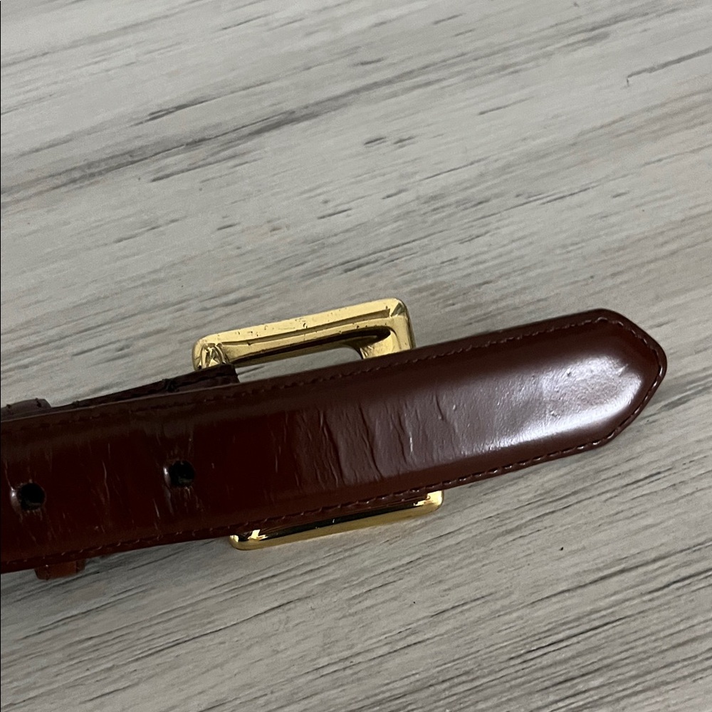 Coach Brown Leather Belt with Gold Buckle - Picture 7 of 11